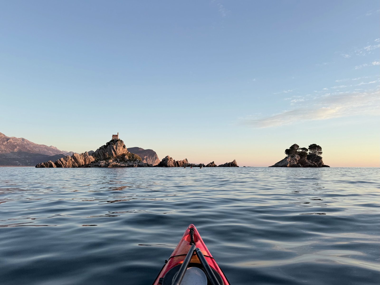 Petrovac Islands - sea kayaking near island cliffs